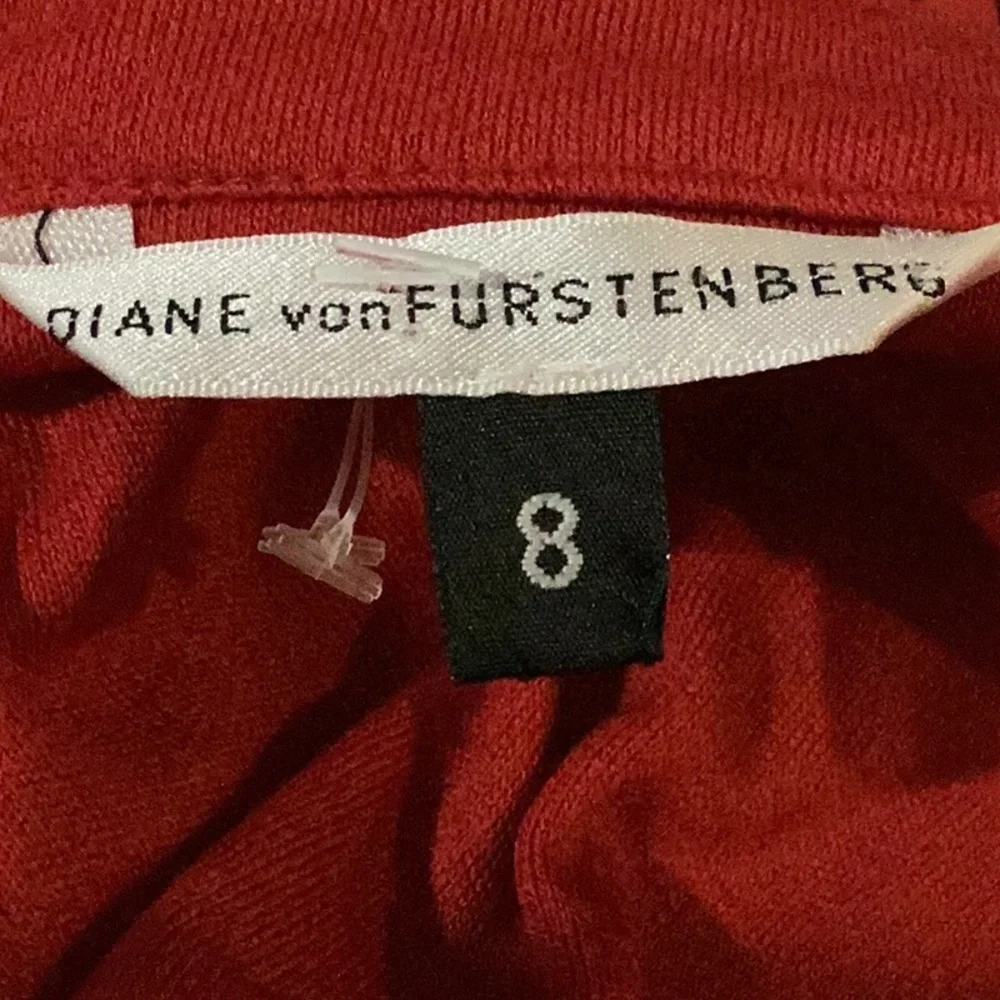 Diane von Furstenberg Deep Red Wrap Dress w/ Ruffles & Slightly Puffed Sleeves